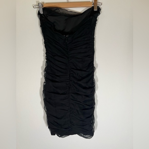 NWT Oh Polly black corset mesh strapless mini dress sz 4 wedding bodycon - Picture 2 of 13